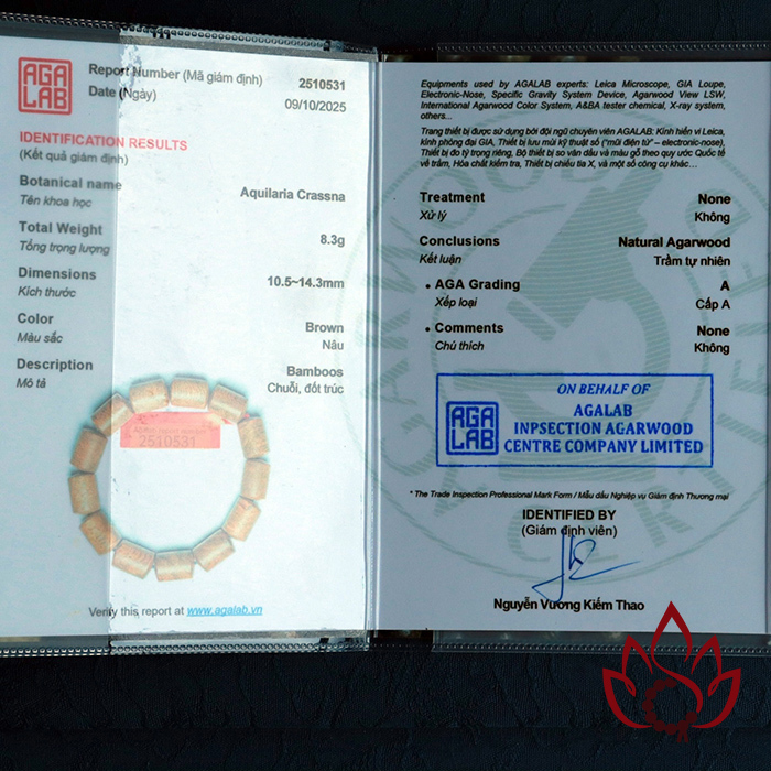 Vòng Trầm Hương Lu Thống | 10 Ly | Trầm Tốc Kiến Tự Nhiên Lâu Năm